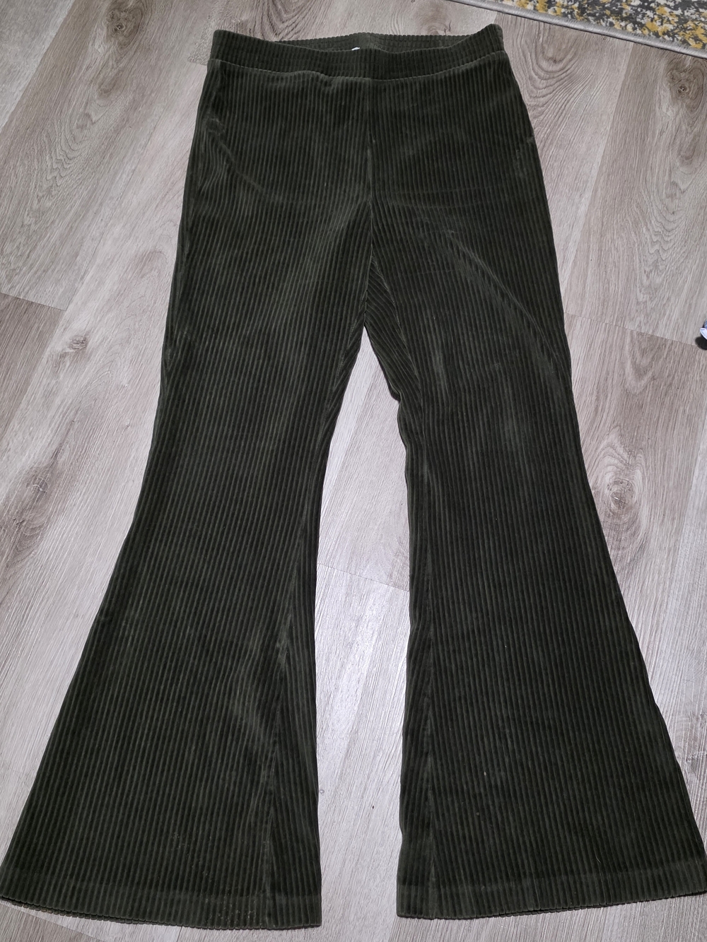 American Eagle Dark Green Ribbed Velvet Flare Pants